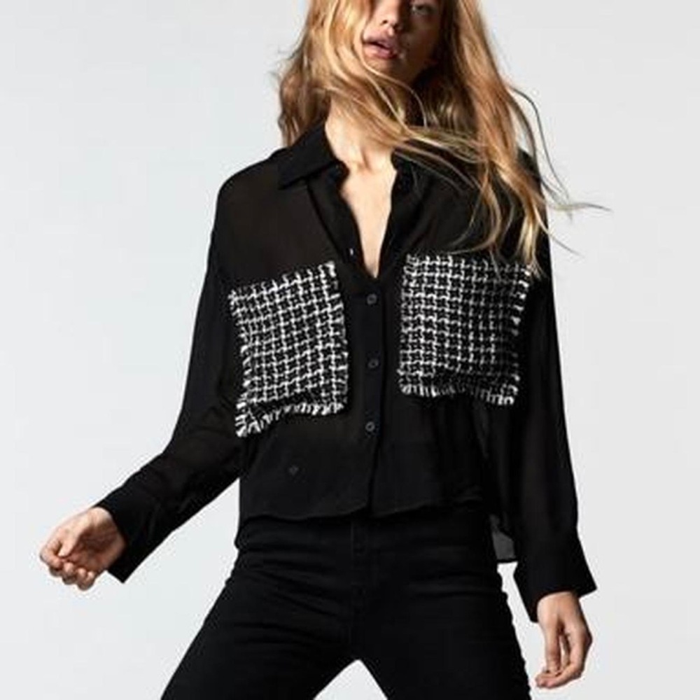 Zara semi sheer blouse